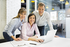 Group around a laptop
