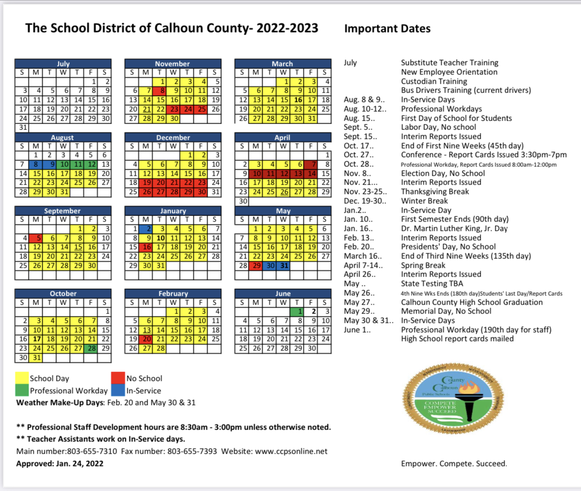 Plnu Academic Calendar 2022 2023 Sandy Run K8 School