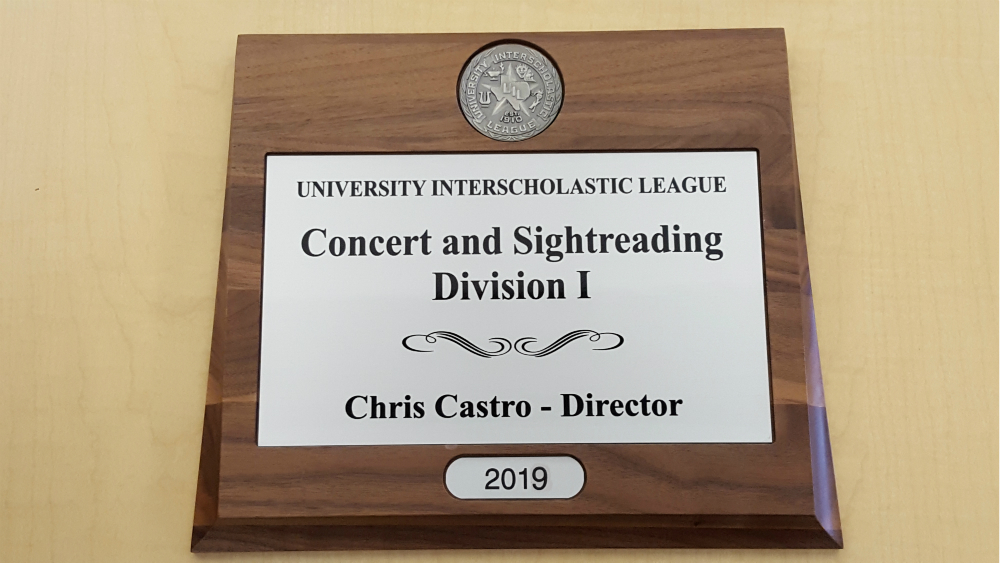 Division 1 UIL Plaque