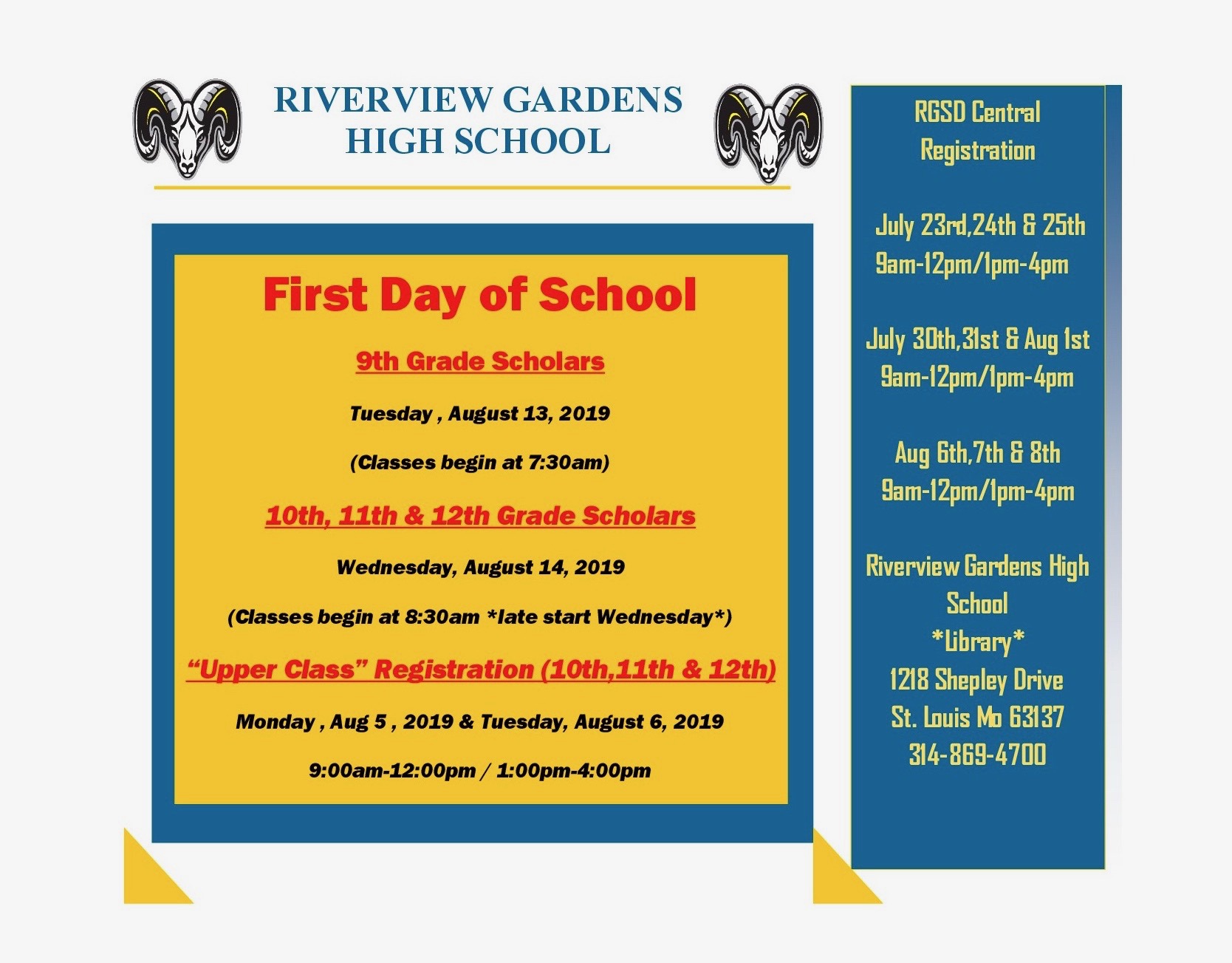 Riverview Gardens High School First Day Of High School 2019 2020