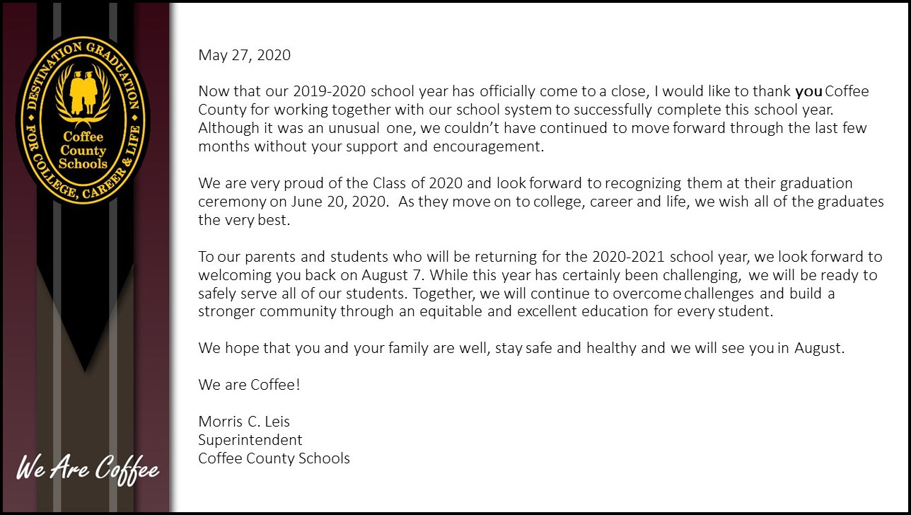 End of Year Note from the Superintendent