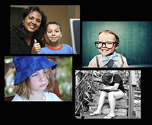 decorative composite image of happy and sad children