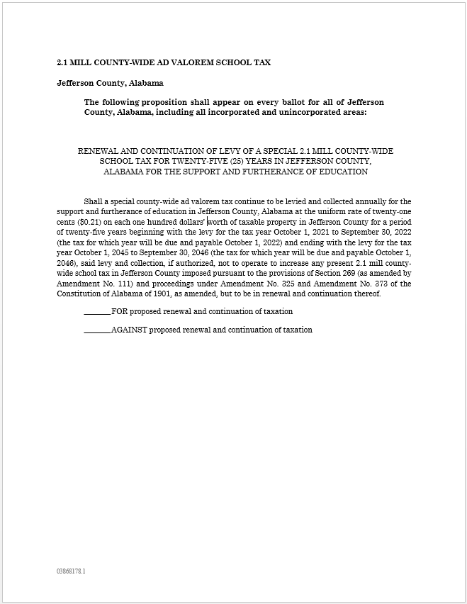 Click for Official Ballots Jefferson County School Tax Ballot Example
