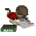Animation of a student working on math homework