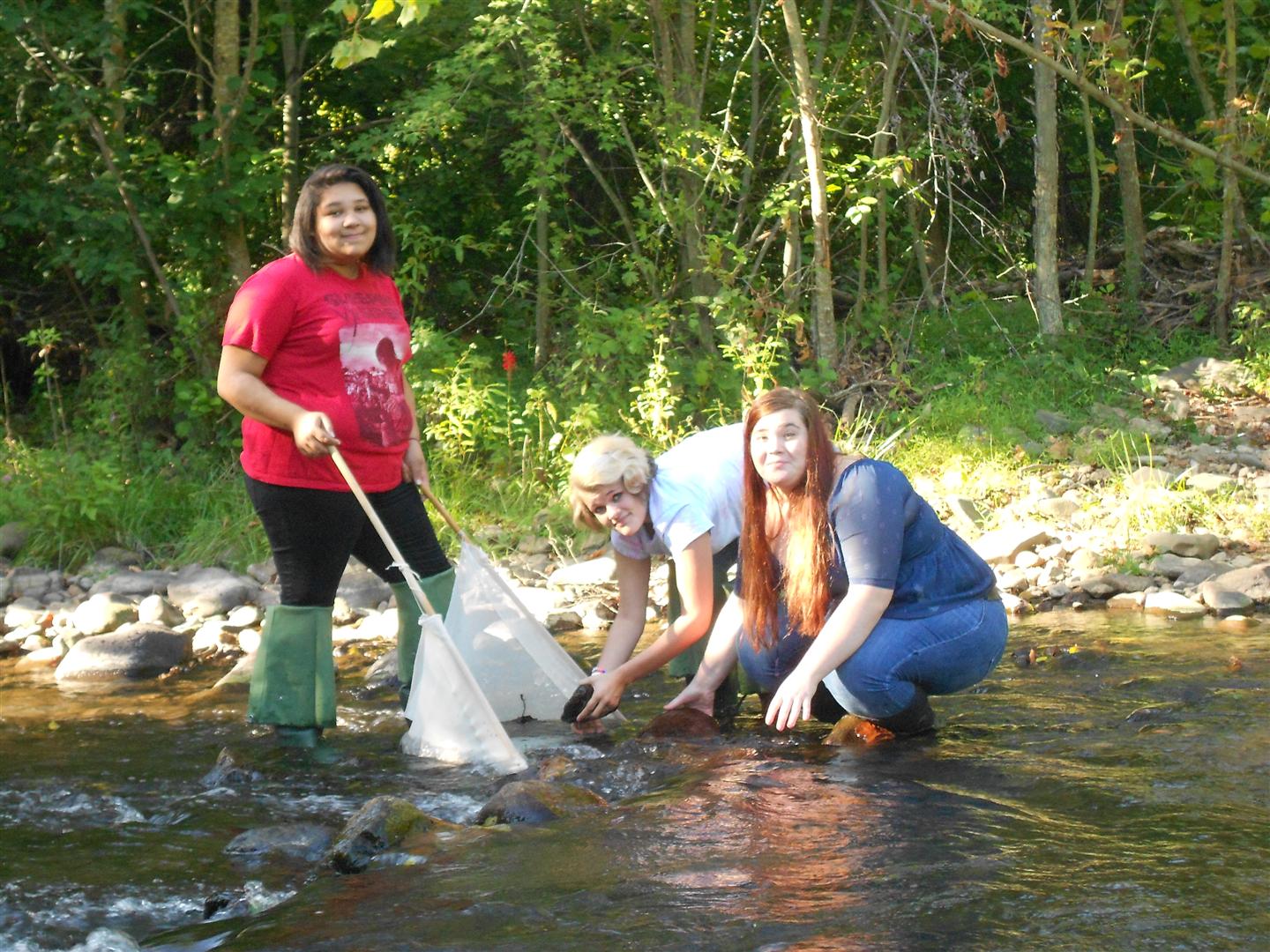 Students Researching in River