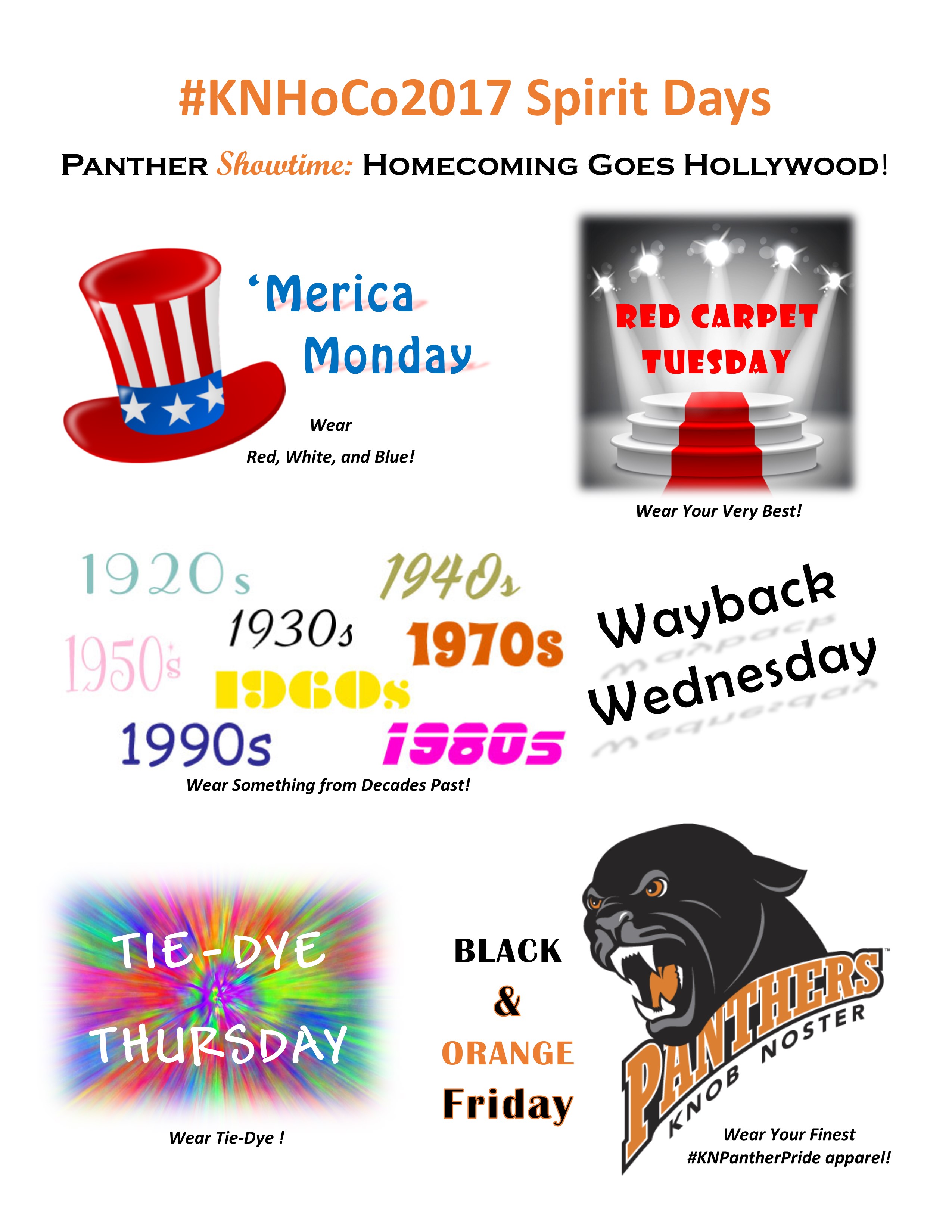 Homecoming 2017 Spirit Days