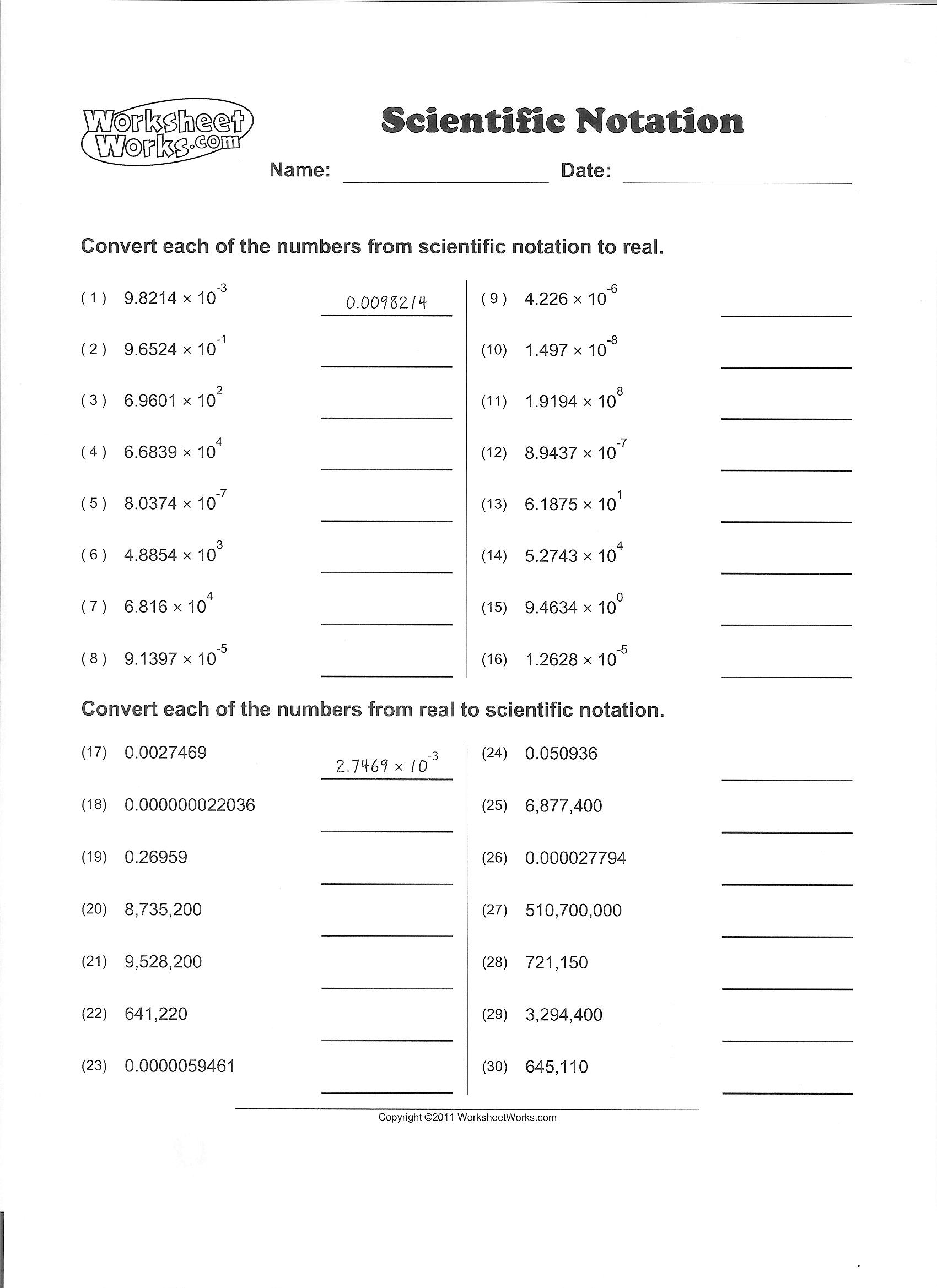 worksheet Scientific Notation Math Worksheet heritage high teachers courses and files download