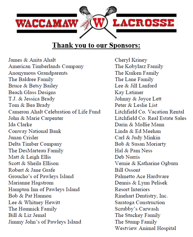 2018 Boys Lacrosse Sponsors