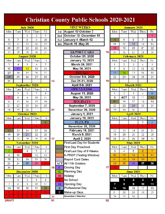 2020 2021 CCPS School Year Calendar Christian County School District 2020 2021 CCPS School Year Calendar Christian County School District