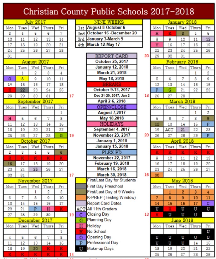 School Board Approves 2017 18 School Calendar Christian County School School Board Approves 2017 18 School Calendar Christian County School