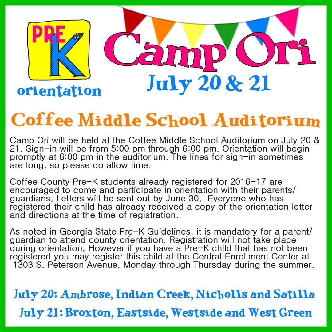 BroxtonMary Hayes Elementary School Camp Ori PreK Orientation