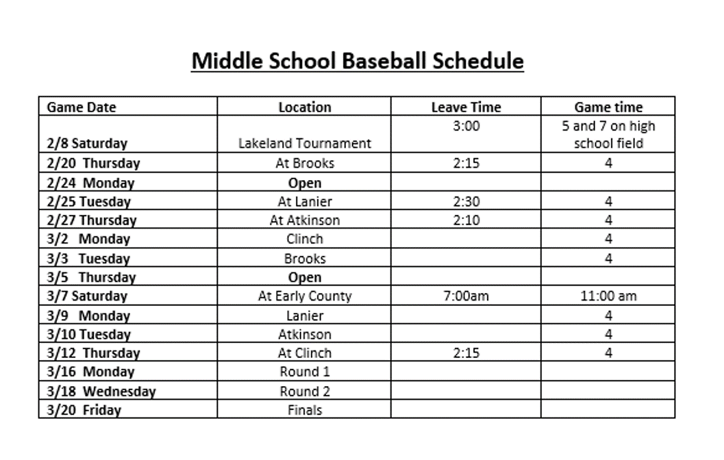 Echols County Elementary/Middle School: Sports - MS Baseball