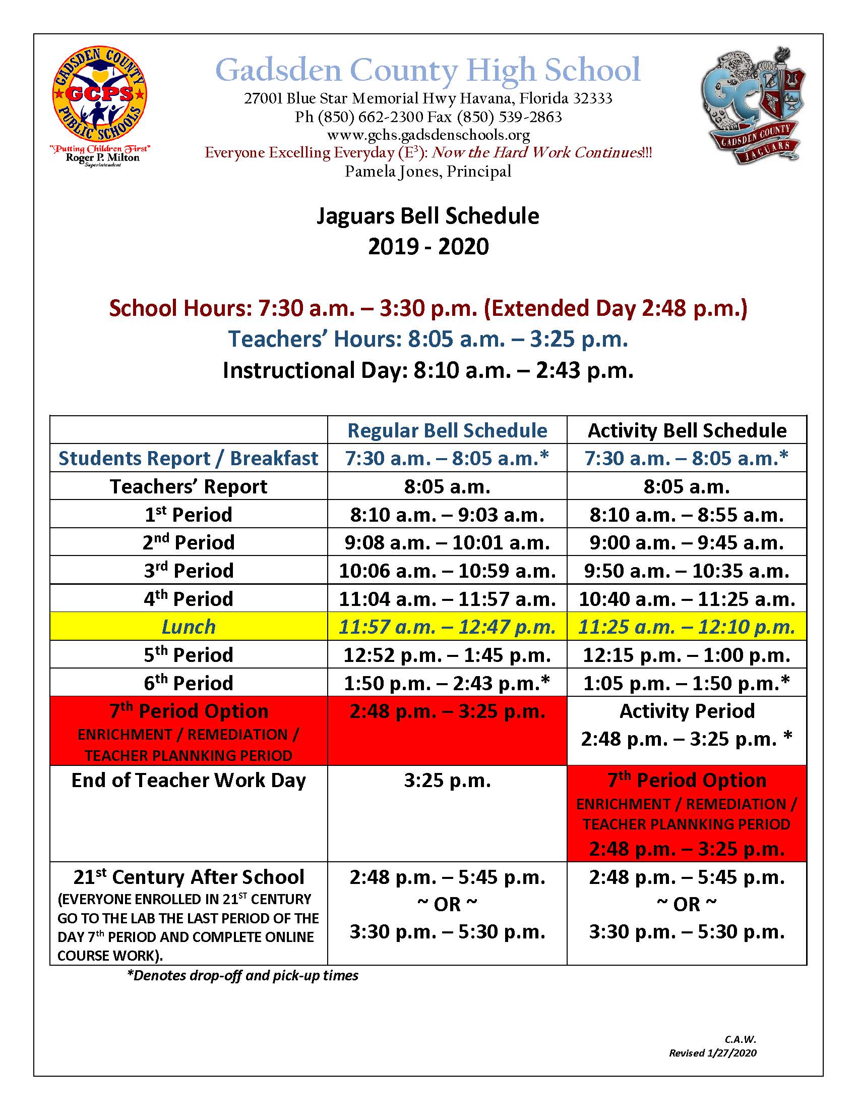Gadsden County High School: Schedule
