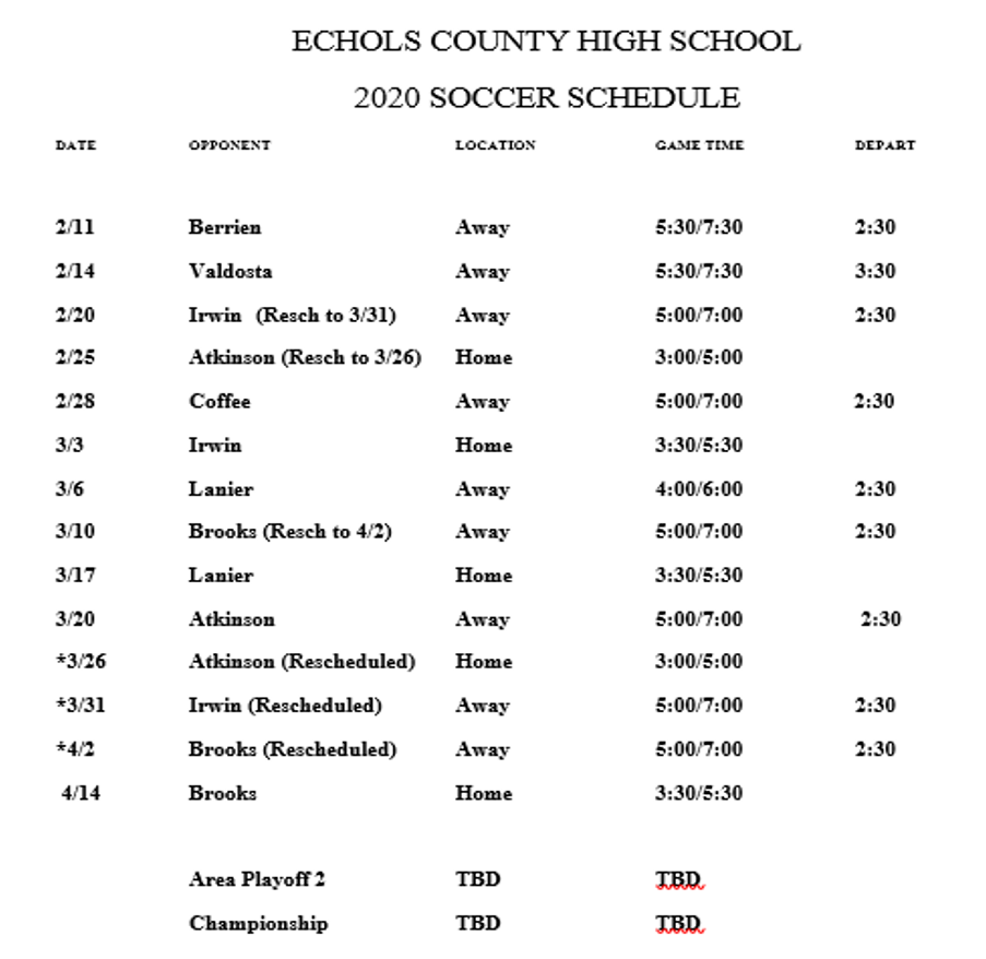 Echols County High School: Sports - Soccer (Varsity Girls)